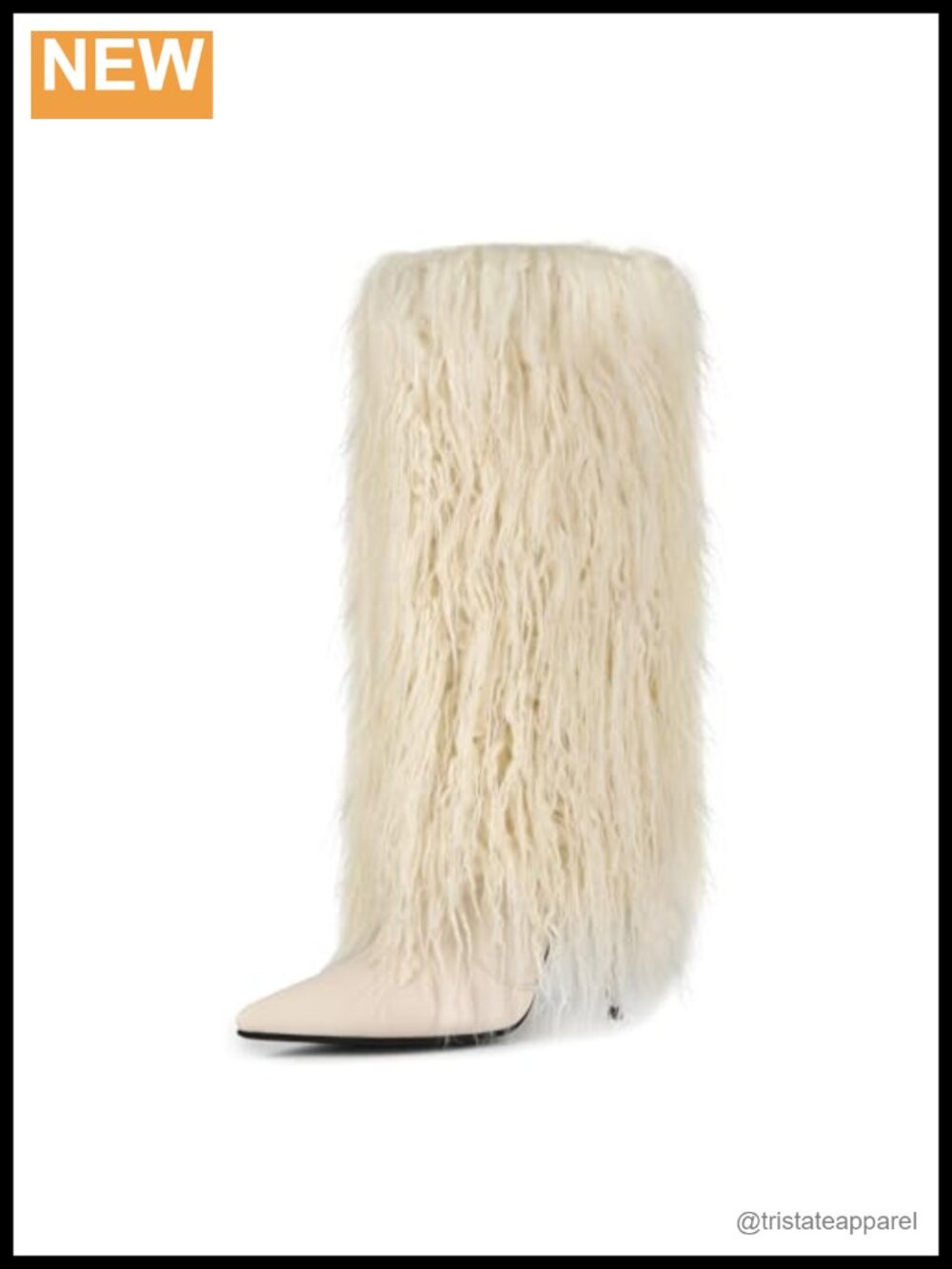 2-in-1 Detachable Knee High Fur Boots with Stiletto Heel Pointed Toe